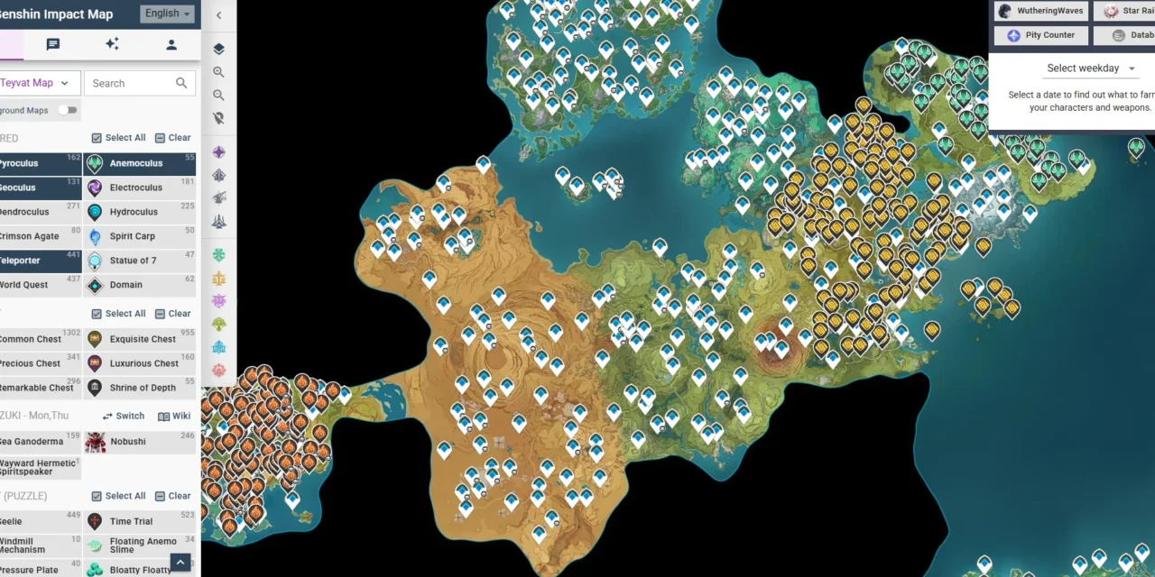 Genshin Impact Interactive World Map: Best Tool for Tracking Chests, Oculi & Resources