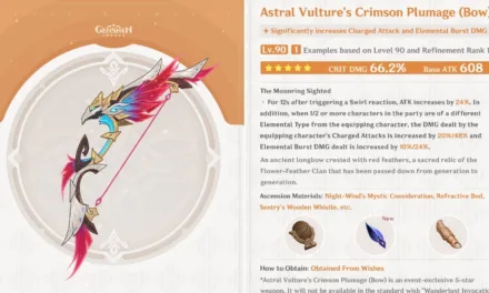 Astral Vulture’s Crimson Plumage in Genshin Impact: Best Builds, Stats, and How to Get This 5-Star Bow