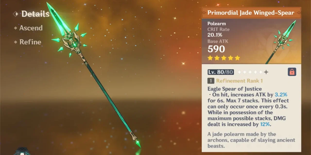 Primordial Jade Winged-Spear Genshin Impact Guide: Best Builds, Stats, and How to Get It