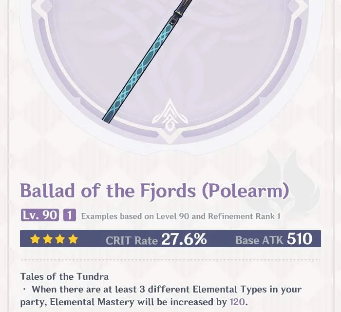 Ballad of the Fjords Genshin Impact Guide: Best Builds, Stats, and How to Get It